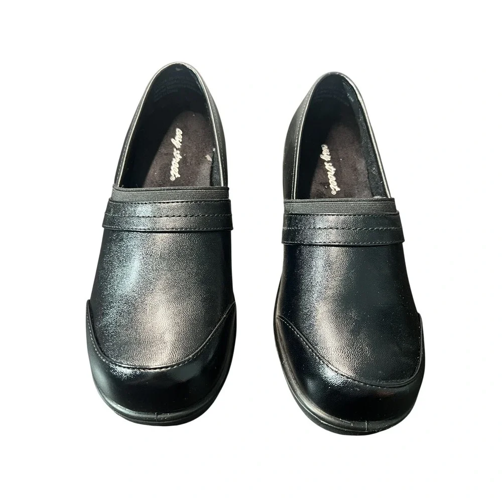 Easy Street Women's Black Comfort Slip-On Wedge Loafers Shoes Size‎ 7.5M